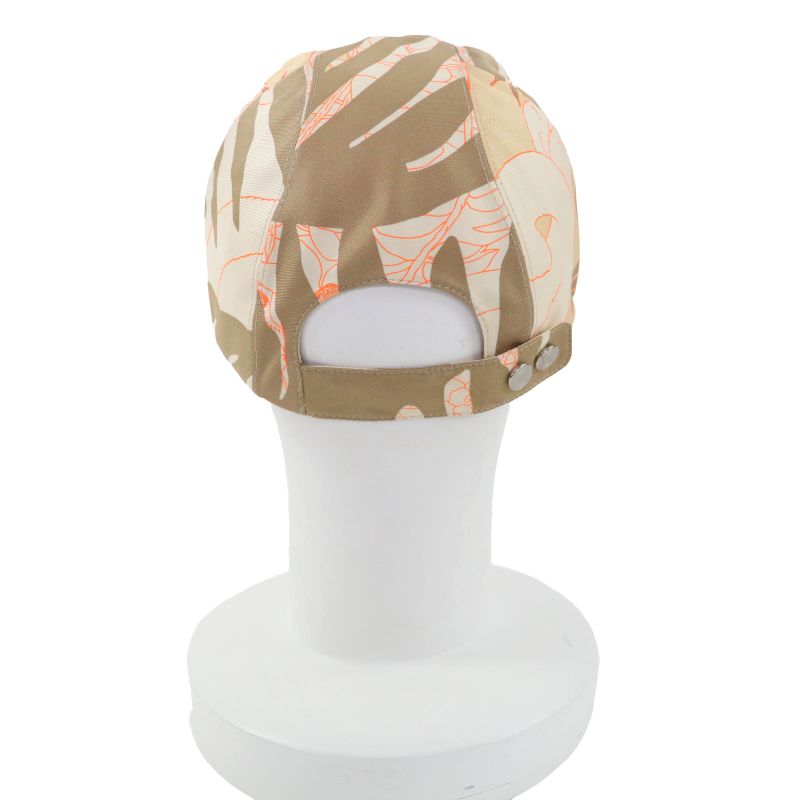Hermes Davis Jungle Love 100% Silk Cap Hat With Serie Button Brown 59 Made In