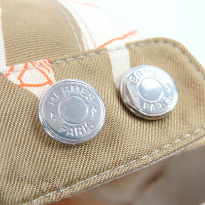 Hermes Davis Jungle Love 100% Silk Cap Hat With Serie Button Brown 59 Made In