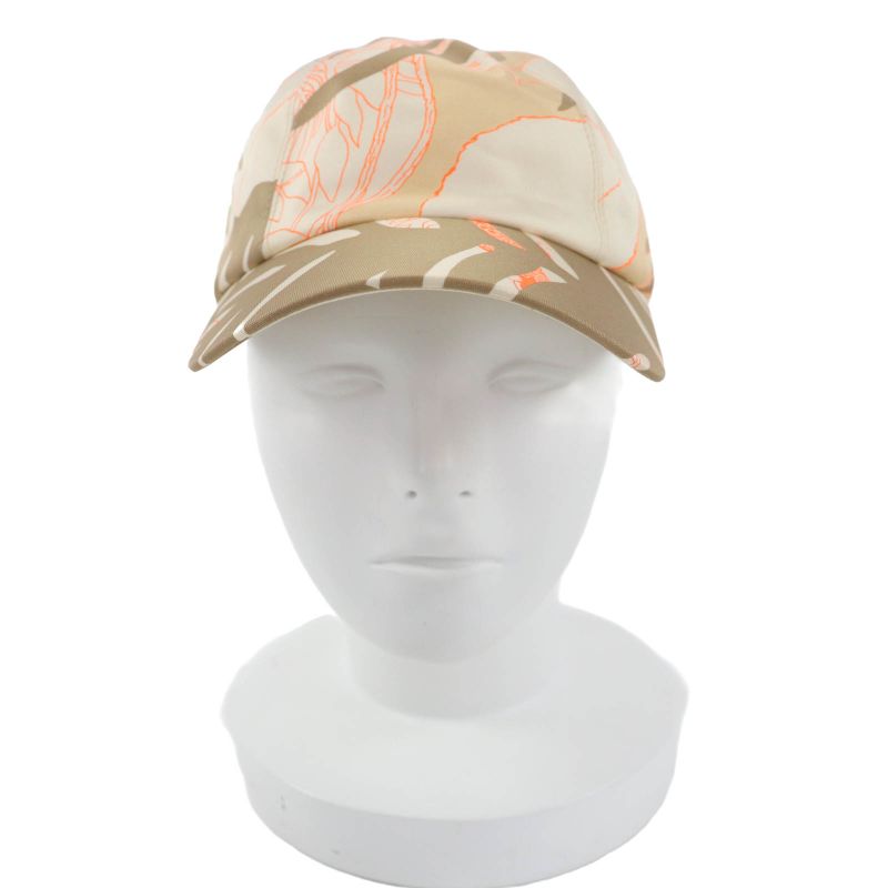 Hermes Davis Jungle Love 100% Silk Cap Hat With Serie Button Brown 59 Made In