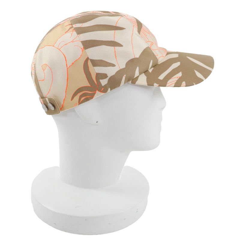 Hermes Davis Jungle Love 100% Silk Cap Hat With Serie Button Brown 59 Made In