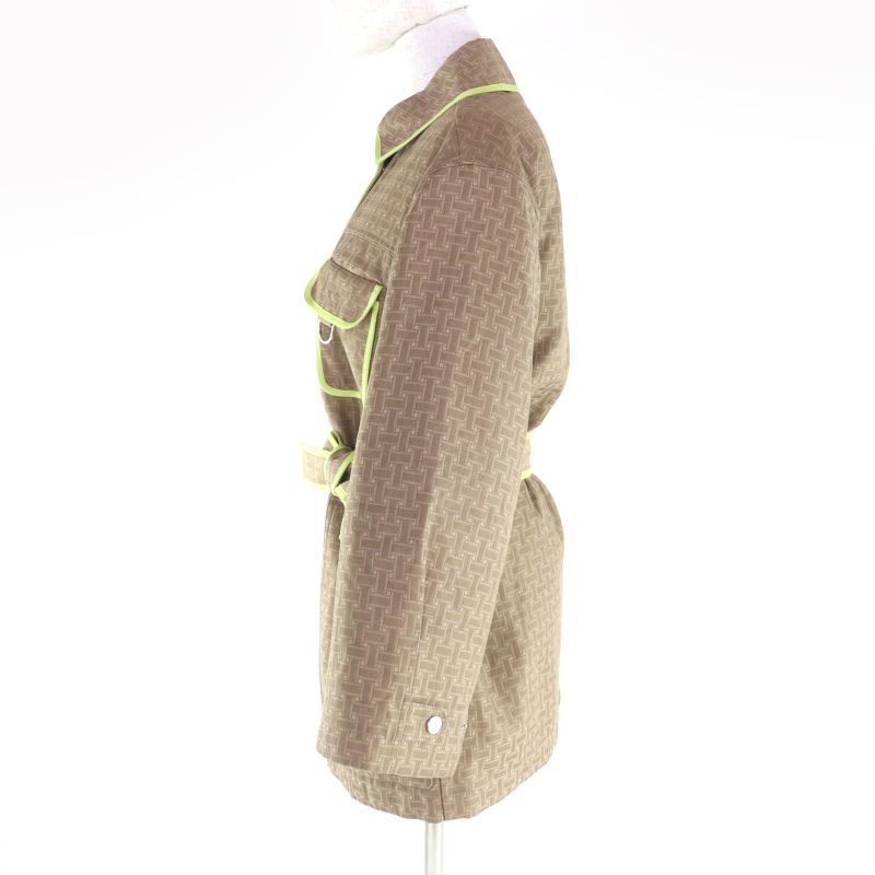 Hermes 22AW 2h0117dp Cashmere Blend Liner And Belt Included H Mosaic Safari