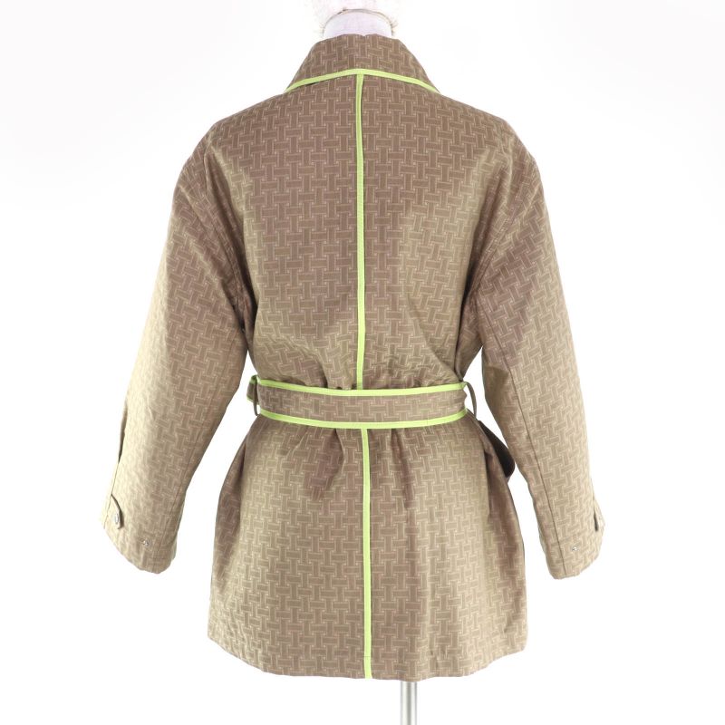 Hermes 22AW 2h0117dp Cashmere Blend Liner And Belt Included H Mosaic Safari