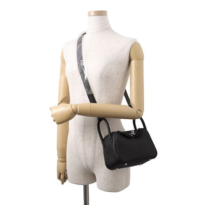 Hermes Lindy Mini Black Silver Taurillon Clemence 2-Way