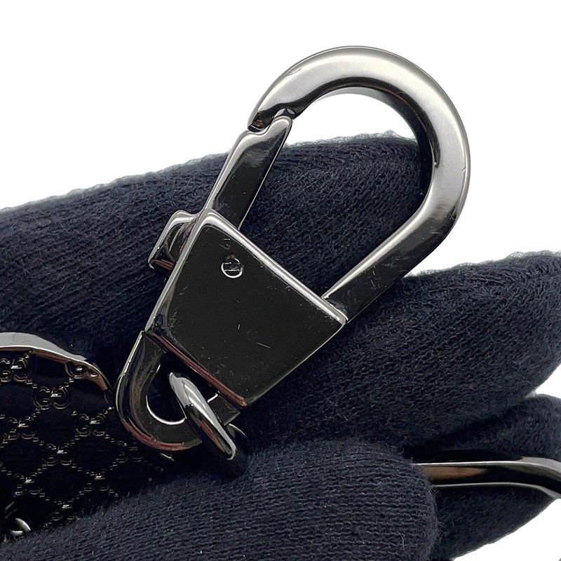 Gucci Key Holder Interlocking Dog Key Chain Metal Charm Black Red