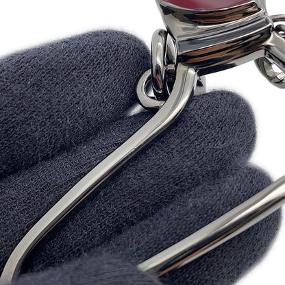 Gucci Key Holder Interlocking Dog Key Chain Metal Charm Black Red