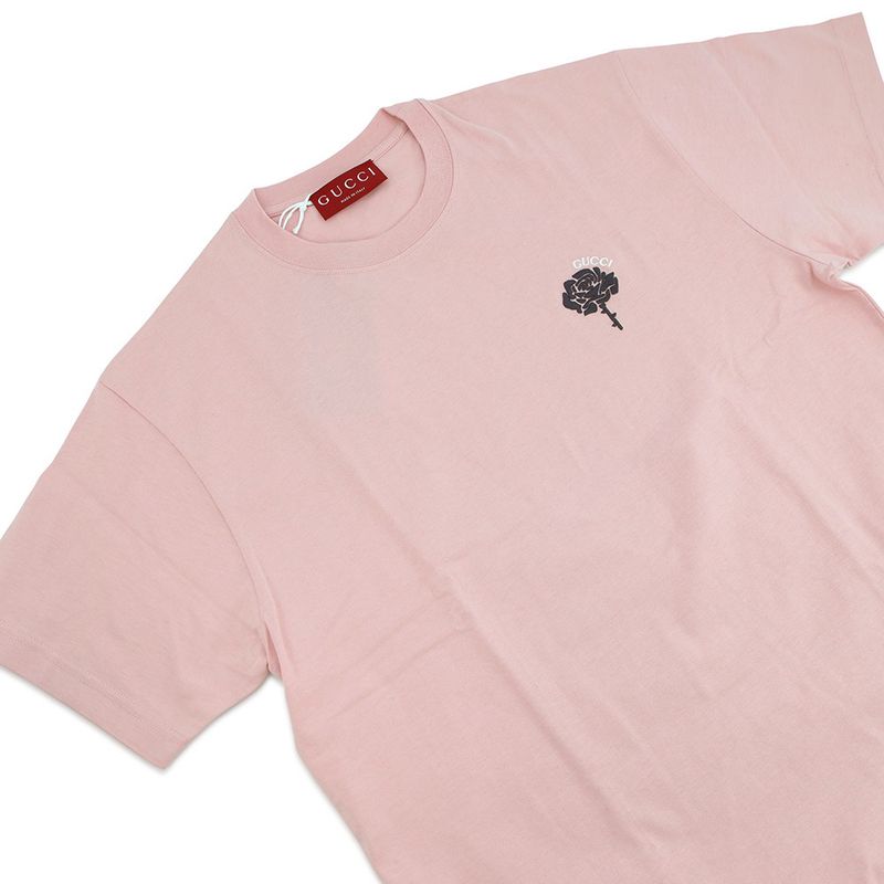 Gucci T-Shirt Embroidered Cotton Jersey Rose Pink