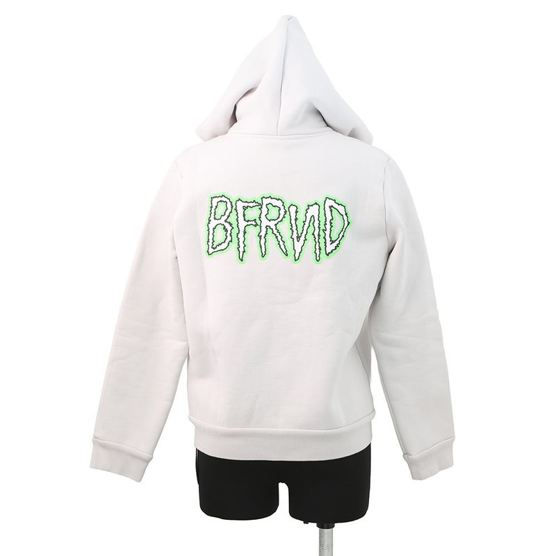 Balenciaga Hoodie Bfrnd Small Zip Up Cotton Light Gray