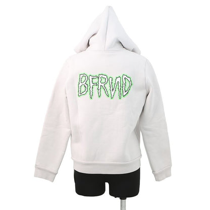 Balenciaga Hoodie Bfrnd Small Zip Up Cotton Light Gray