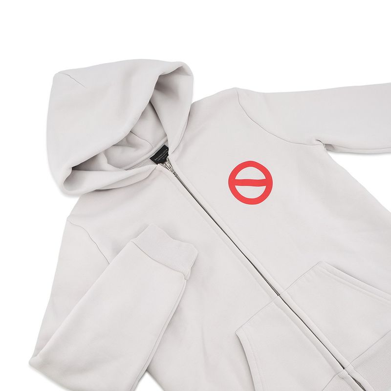 Balenciaga Hoodie Bfrnd Small Zip Up Cotton Light Gray