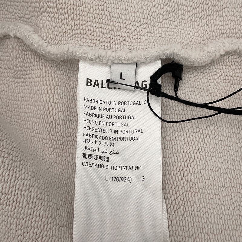 Balenciaga Hoodie Bfrnd Small Zip Up Cotton Light Gray