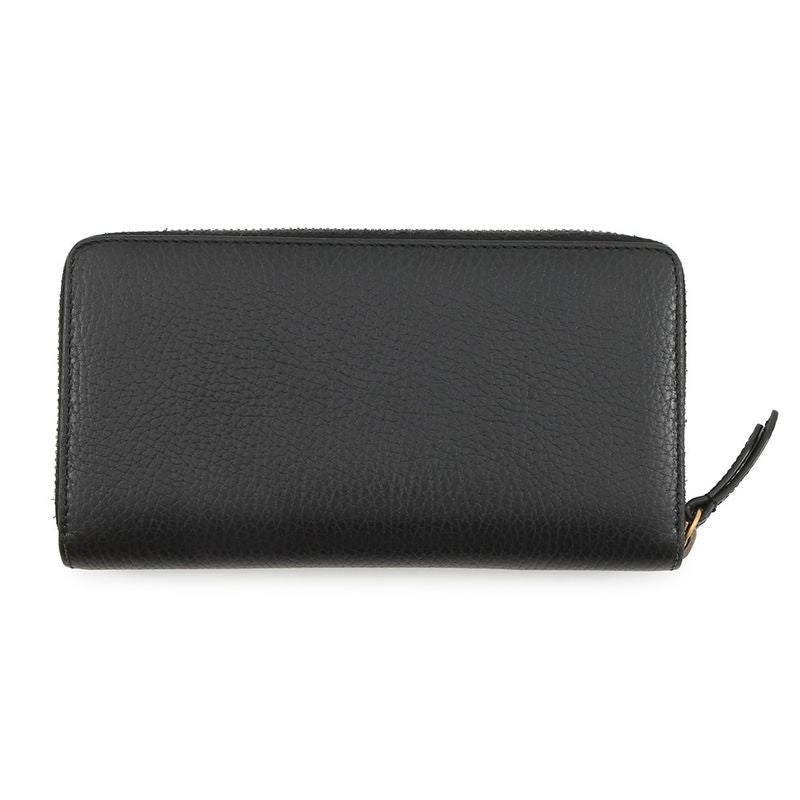Gucci Wallet GG Marmont Patch Motif Leather Zip Around Black Multicolor