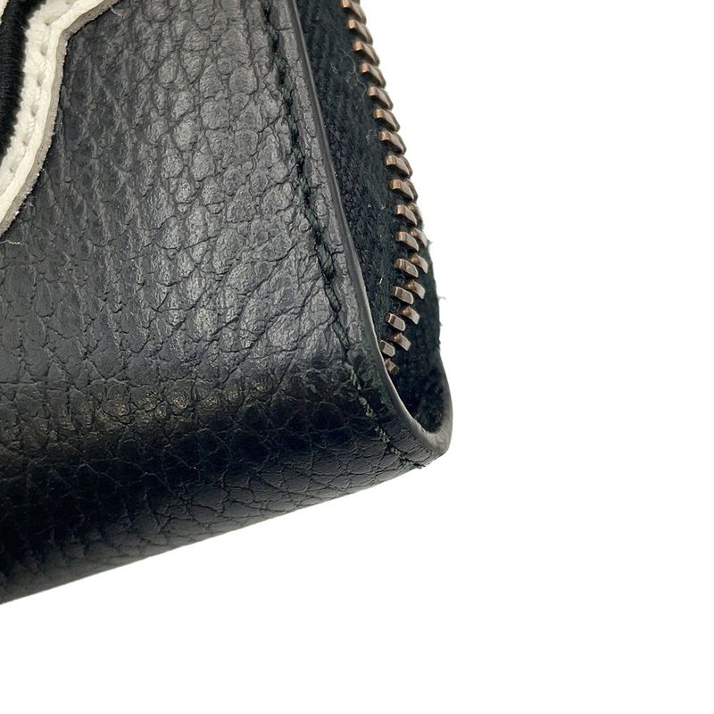 Gucci Wallet GG Marmont Patch Motif Leather Zip Around Black Multicolor