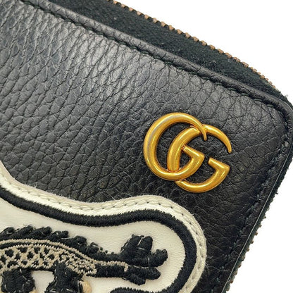 Gucci Wallet GG Marmont Patch Motif Leather Zip Around Black Multicolor