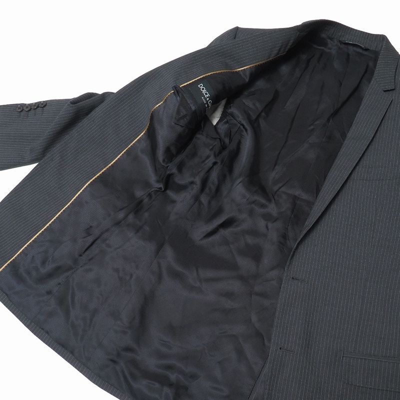 Dolce & Gabbana Gold Pants 44 Striped Single Jacket Trousers Gray- Striped Pattern