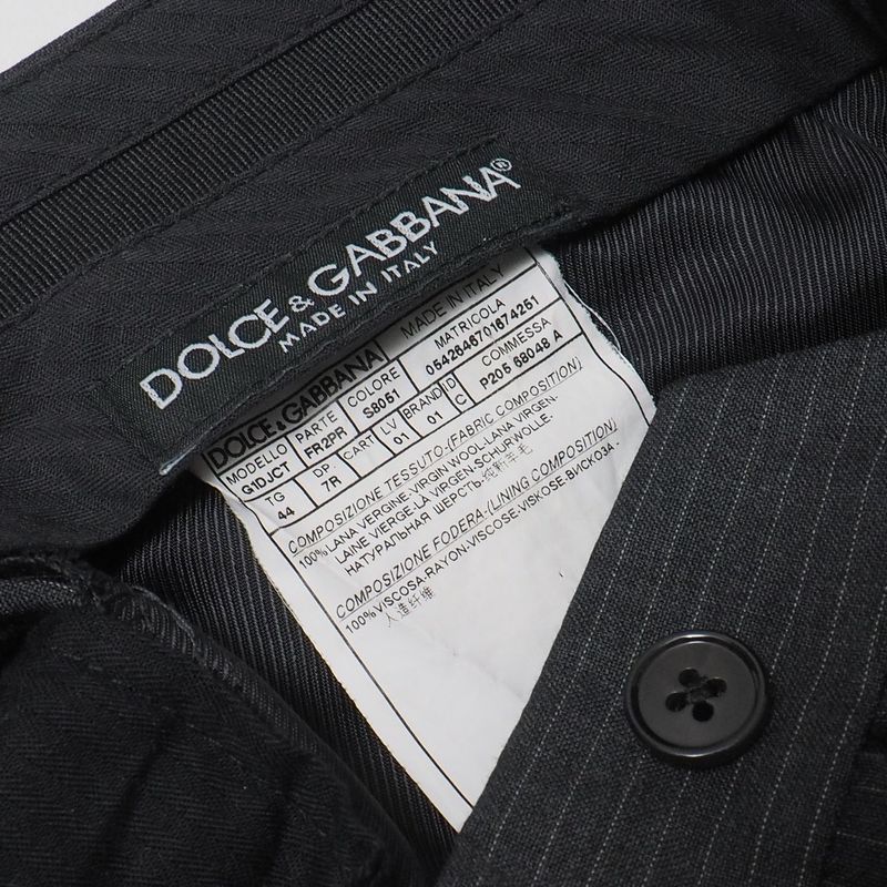 Dolce & Gabbana Gold Pants 44 Striped Single Jacket Trousers Gray- Striped Pattern