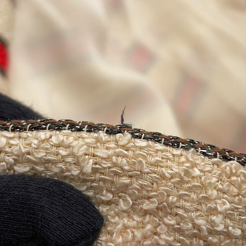 Chanel Jacket Tweed Stripe 42 Ivoryred Brown