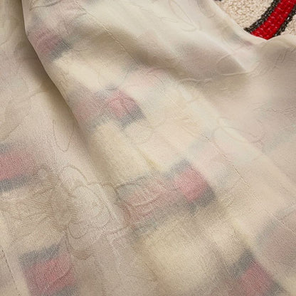 Chanel Jacket Tweed Stripe 42 Ivoryred Brown