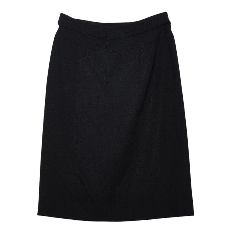 Chanel Coco Mark Gold Button Setup Jacket Skirt Size 38 Black Wool Silk Women's