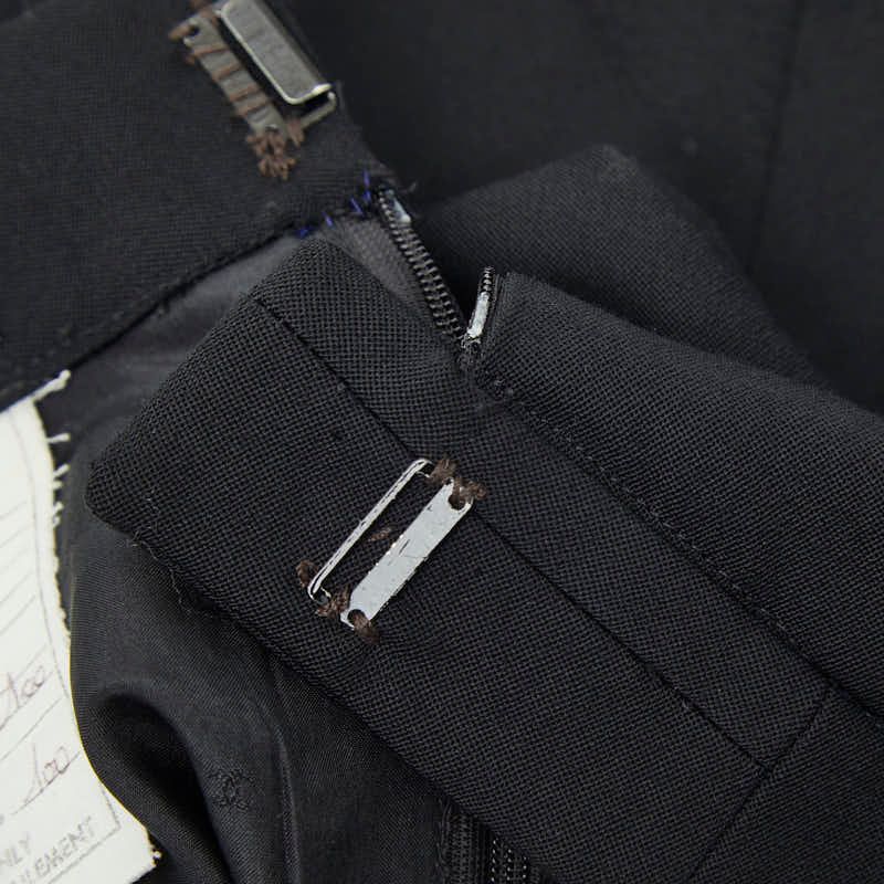 Chanel Coco Mark Gold Button Setup Jacket Skirt Size 38 Black Wool Silk Women's