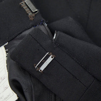 Chanel Coco Mark Gold Button Setup Jacket Skirt Size 38 Black Wool Silk Women's