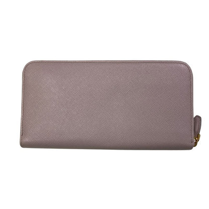 Prada Ribbon Saffiano Leather Round Zipper Long Wallet 1ml506 Pink Ladies Used
