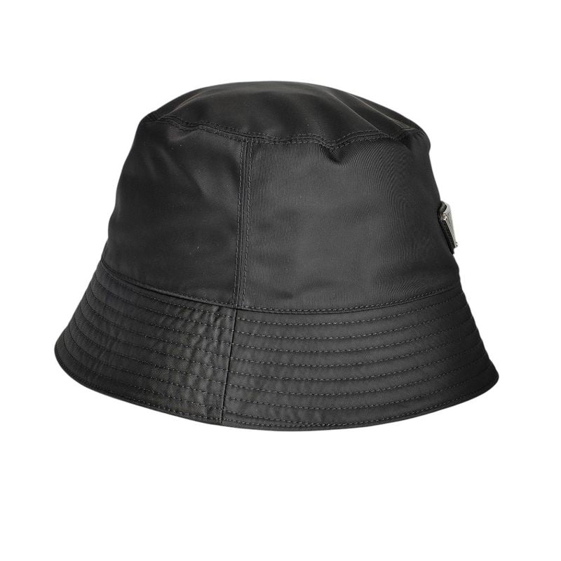 Prada 2022 Triangle Logo Renylon Bucket Hat 1hc137 Size S Black Ladies Used