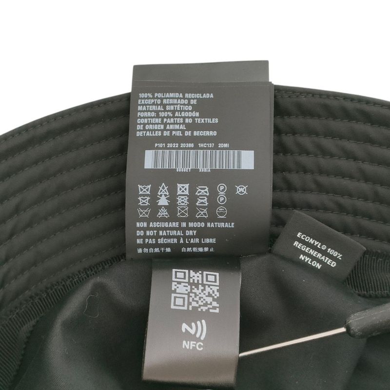 Prada 2022 Triangle Logo Renylon Bucket Hat 1hc137 Size S Black Ladies Used