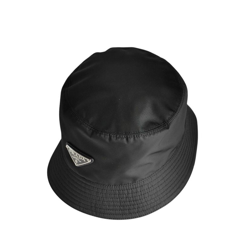 Prada 2022 Triangle Logo Renylon Bucket Hat 1hc137 Size S Black Ladies Used