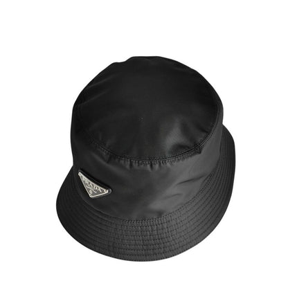 Prada 2022 Triangle Logo Renylon Bucket Hat 1hc137 Size S Black Ladies Used