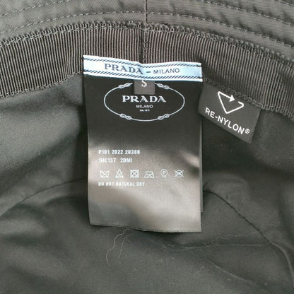 Prada 2022 Triangle Logo Renylon Bucket Hat 1hc137 Size S Black Ladies Used