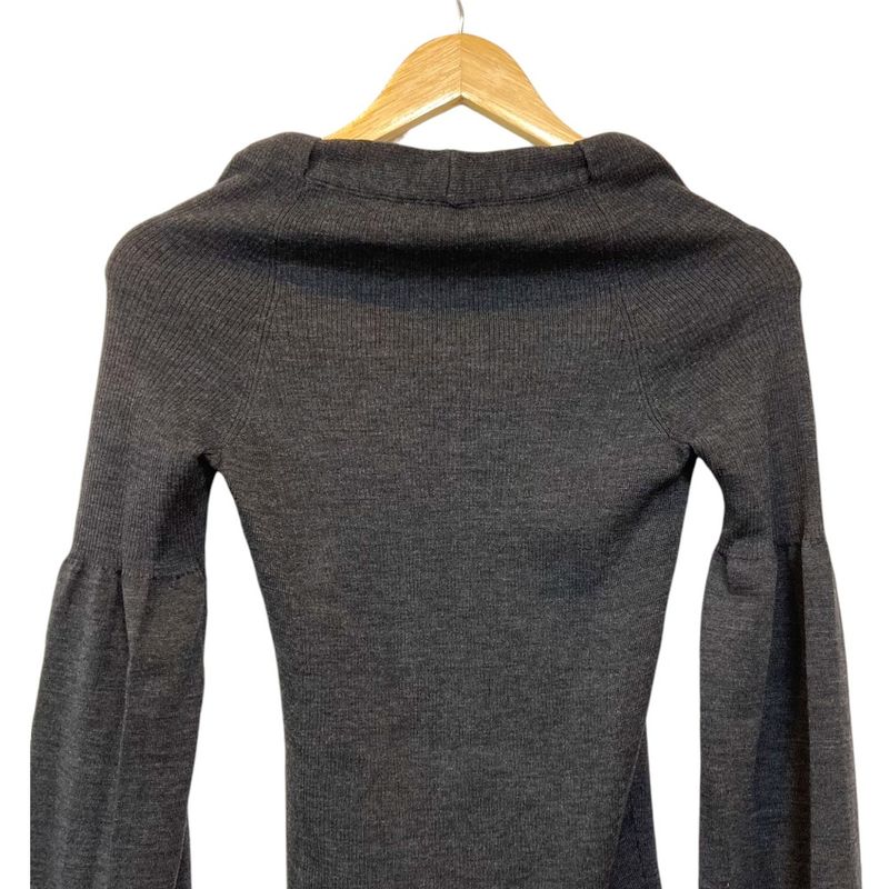 Celine V Neck Rib Knit Cut And Sew M Size Gray Ladies Used