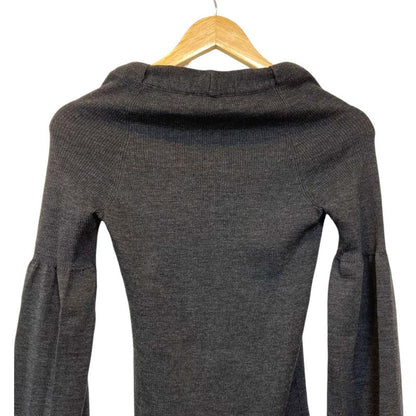 Celine V Neck Rib Knit Cut And Sew M Size Gray Ladies Used