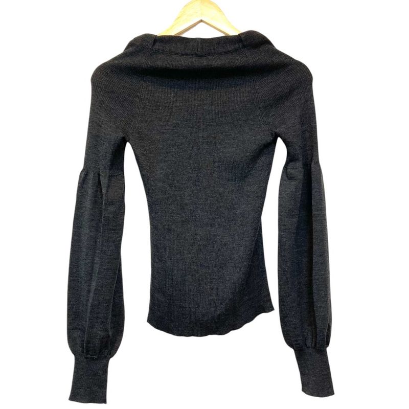 Celine V Neck Rib Knit Cut And Sew M Size Gray Ladies Used