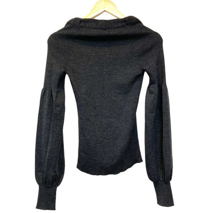 Celine V Neck Rib Knit Cut And Sew M Size Gray Ladies Used