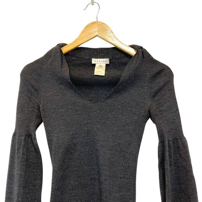 Celine V Neck Rib Knit Cut And Sew M Size Gray Ladies Used