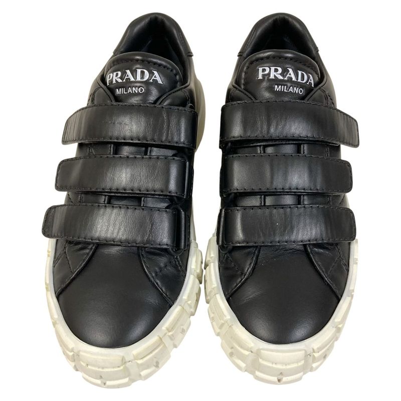 Prada Leather Velcro Sneakers Size 34.5 Approx 21.5cm (8.46in) Black White