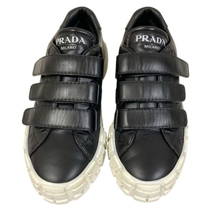 Prada Leather Velcro Sneakers Size 34.5 Approx 21.5cm (8.46in) Black White