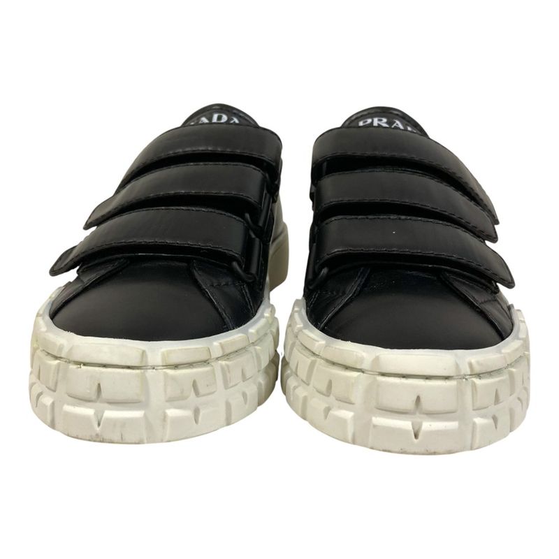 Prada Leather Velcro Sneakers Size 34.5 Approx 21.5cm (8.46in) Black White