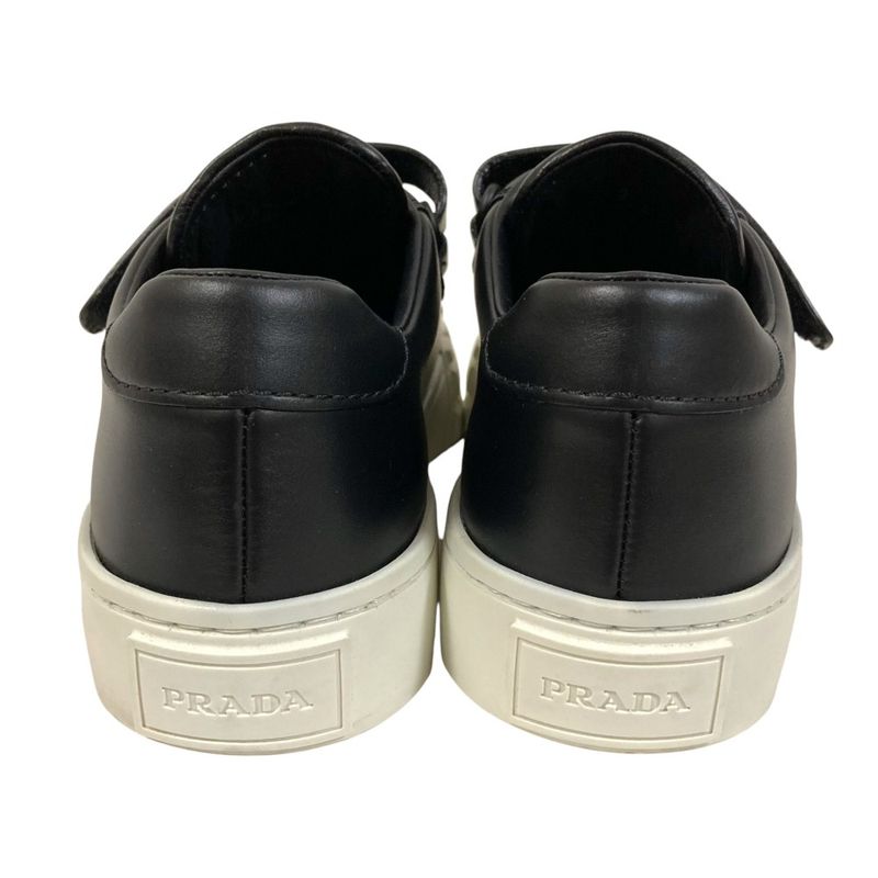 Prada Leather Velcro Sneakers Size 34.5 Approx 21.5cm (8.46in) Black White