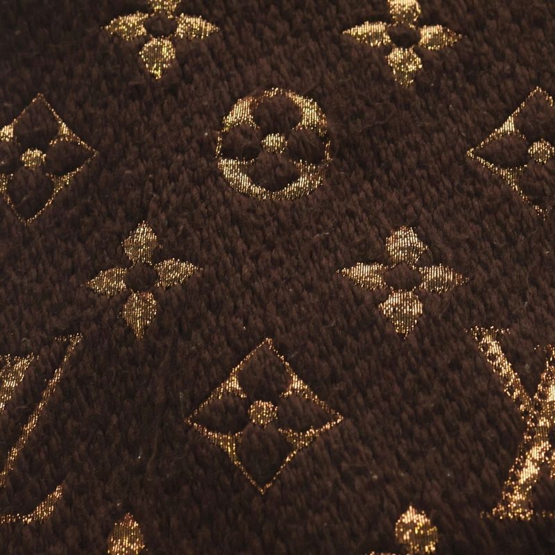 Louis Vuitton Echarpe Logomania Shine Wool Silk Fringe Scarf Brown M71383 Is0262