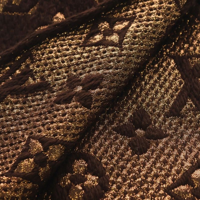 Louis Vuitton Echarpe Logomania Shine Wool Silk Fringe Scarf Brown M71383 Is0262