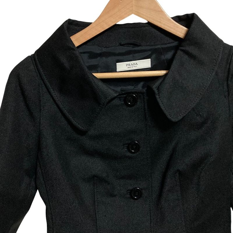 Prada Belted Nylon Jacket Size 38 Black Ladies Used