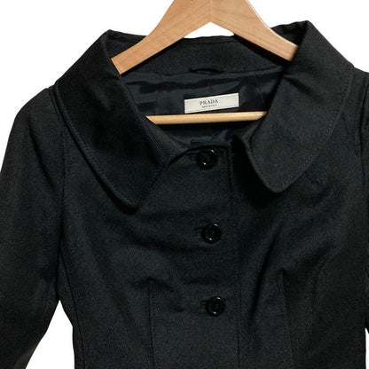 Prada Belted Nylon Jacket Size 38 Black Ladies Used