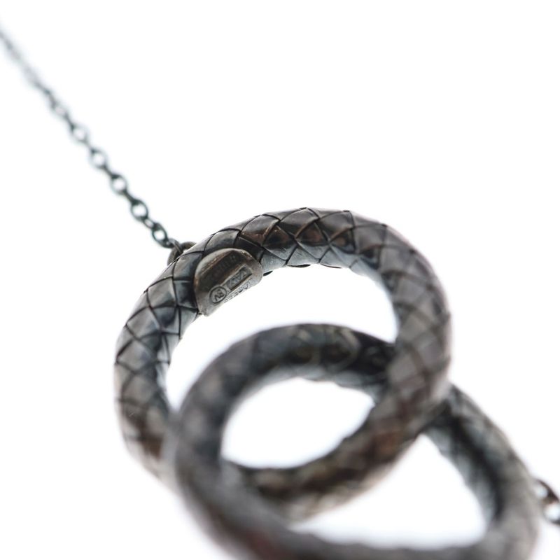 Bottega Veneta Intrecciato Necklace Pendant Chain Silver GP