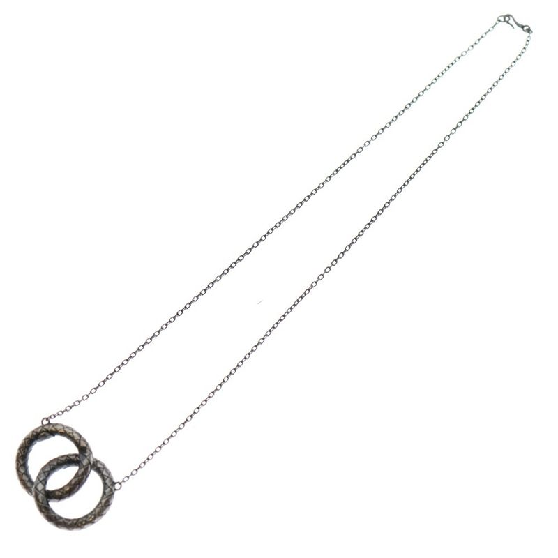 Bottega Veneta Intrecciato Necklace Pendant Chain Silver GP