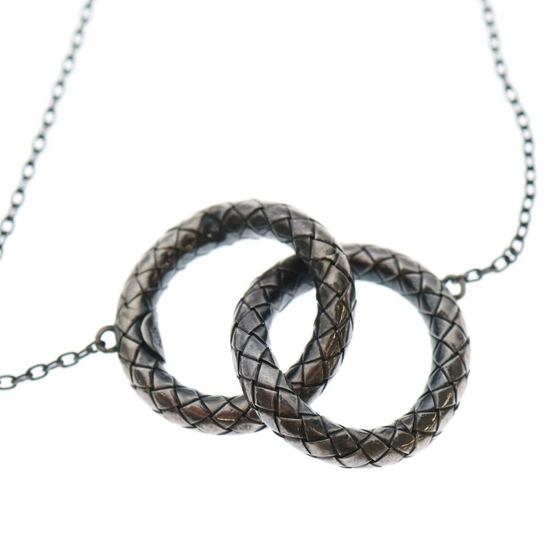 Bottega Veneta Intrecciato Necklace Pendant Chain Silver GP