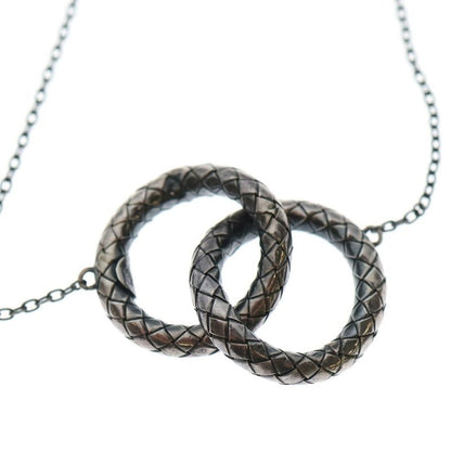 Bottega Veneta Intrecciato Necklace Pendant Chain Silver GP