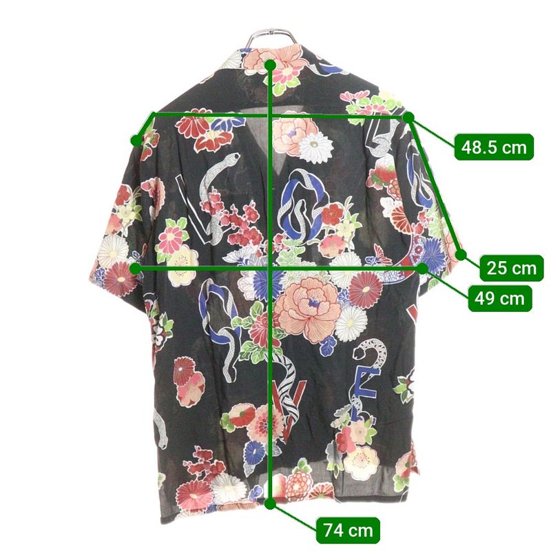 Saint Laurent Paris 16SS Front Button All-over Pattern Rayon Shirt Black