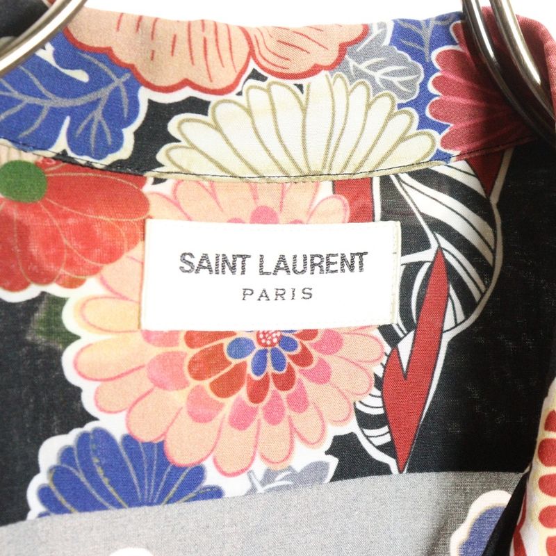 Saint Laurent Paris 16SS Front Button All-over Pattern Rayon Shirt Black