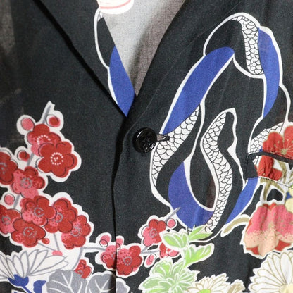 Saint Laurent Paris 16SS Front Button All-over Pattern Rayon Shirt Black